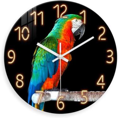 Imagem de Relógio de parede Parrot 30 cm, design de arara redonda, metal, acríli
