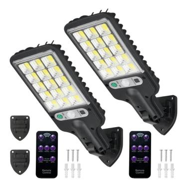 Imagem de 2X 2 Pcs Mini Luminária Solar Poste Rua Parede Refletor 180