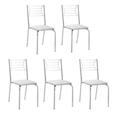 Imagem de Kit 5 Cadeiras Nanda Cromada Branco