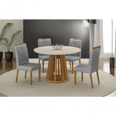 Imagem de Conjunto Mesa Rose Com 4 Cadeiras Lara Prata Linho