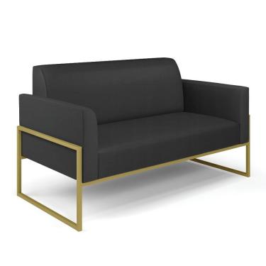 Imagem de Sofá Namoradeira Base Industrial Alta Dourado Marisa Corino D03 - D\'rossi Cor Preto