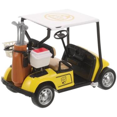 Imagem de Carrinho de golfe em miniatura Alasum, veículo em escala 1:36 amarelo
