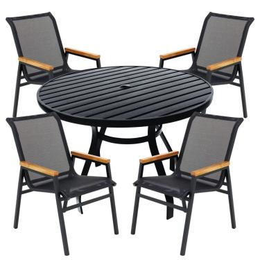 Imagem de Jogo Conjunto Mesa 1,20m Ripada Para área Externa, Piscina, Jardim Preto