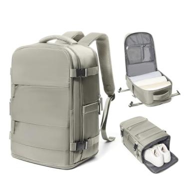 Imagem de coowoz Mochila de viagem grande para mulheres e homens, mochila de mão, mochila de caminhada, impermeável, para esportes ao ar livre, Caqui, 30L, Viagens