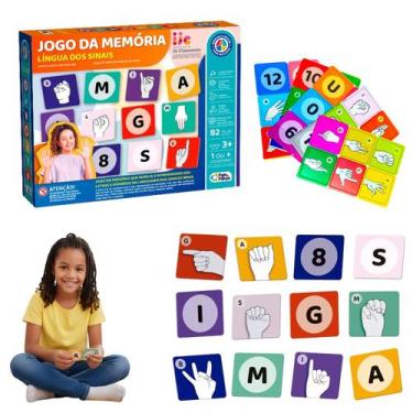 Imagem de Jogo Memoria Lingua dos Sinais Pedagogico Educativo Peças - Pais e Fil