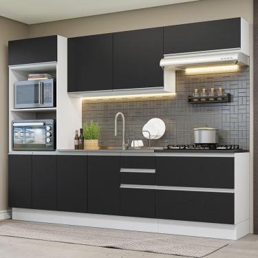 Imagem de Armário De Cozinha Completa 100% Mdf 270cm Branco/preto Acordes Madesa 06