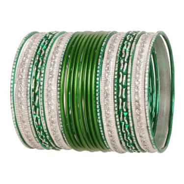 Imagem de Touchstone 2 dúzias de braceletes coleção indiana de liga de Bollywood metal texturizado colorido designer joias especiais tamanho grande pulseiras conjunto de 60 cm dourado ou branco para mulheres, M