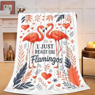 Imagem de Cobertor de flamingos I Just Really Like Flamingos Manta Folhas Tropicais Macio Confortável Lã Fuzzy Coisas Quentes Cobertores de Roupa de Cama Presentes para Meninos Meninas Crianças Adultos Homens