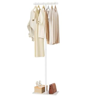 Imagem de FBEHANA Suporte de metal em forma de T, cabideiro moderno com base de laje de pedra, suporte independente de roupas de 152 cm, adequado para boutiques, entrada, quarto, sala de estar, corredor