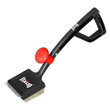 Imagem de Feasto Escova de grelha para churrasqueira ao ar livre e escova de churrasco, sem cerdas 6 em 1 com esponja tecnológica entrelaçada e termicamente sensível, raspador de aço inoxidável, botão giratório