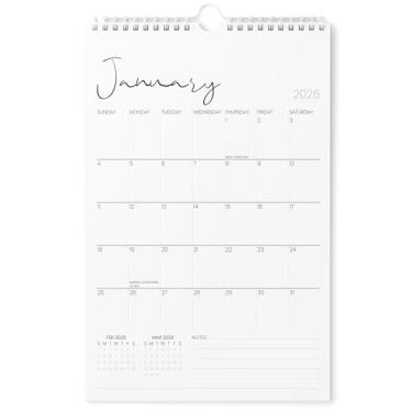 Imagem de Karto Calendário de parede 2026 - vertical 28 x 43 cm de janeiro de 2026 a junho de 2027 - Aumente sua produtividade e planejamento fácil com o calendário mensal estético - Cursivo