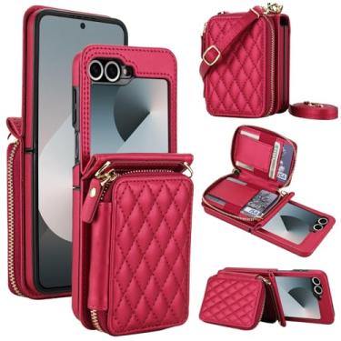 Imagem de Asuwish Capa de celular para Samsung Galaxy Z Flip 6/Z Flip 7 FE 5G Capa de celular carteira com cordão de pulso alça transversal suporte de bloqueio RFID compartimento para cartão de crédito Z6 G