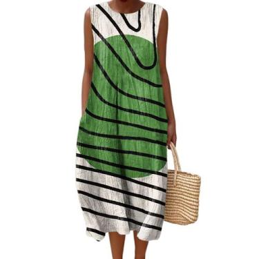 Imagem de Vestido maxi feminino Akivide com estampa floral boho de verão com bol