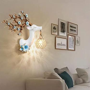 Imagem de Luminária de parede LED estilo veado, contemporânea, para sala de estar, quarto, escritório, casa de campo, hotel, quarto infantil, corredor, decoração artística (Estilo 20 à esquerda)