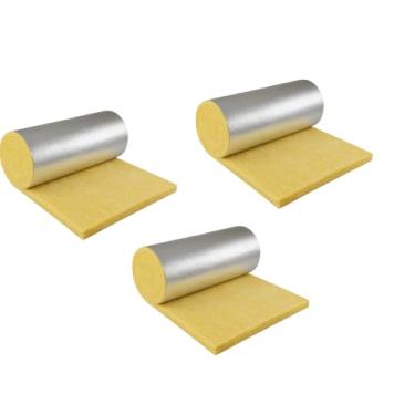 Imagem de Kit 3 Mantas Lã De Vidro Aluminizada Isoflex 120 x 50 x 3,8 cm Densidade 12 kg/m³