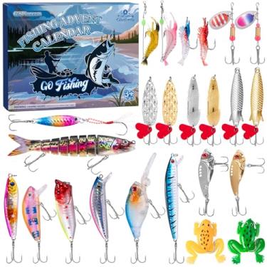 Imagem de Calendário do Advento de Pesca 2025, Isca de Pesca de 24 Dias, Calendário do Advento Conjunto de Equipamentos de Pesca para Homens Adultos, Adolescentes e Meninos, Calendário de Contagem Regressiva de