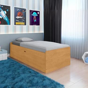Imagem de Cama Box Baú Solteiro em MDF Resistente Moderna e Prática Camila Naturalle