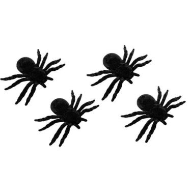 Imagem de Aranha Aveludada Decorativa de Halloween c/4 un - Evolution, Preto Ara