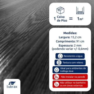Imagem de Piso Vinílico Autocolante Amadeirado Régua M² Cor Carvão - Tubrax