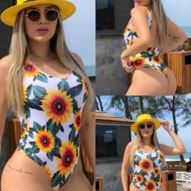 Imagem de Biquini maio feminino praia bojo branco body girassol branco - Dioper 