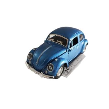 Imagem de Miniatura de Carro Colecionável Fusquinha, Carrinho de Ferro com Portas que Abrem, Escala 1:32, 12cm, com Sistema de Fricção (Azul Marinho)