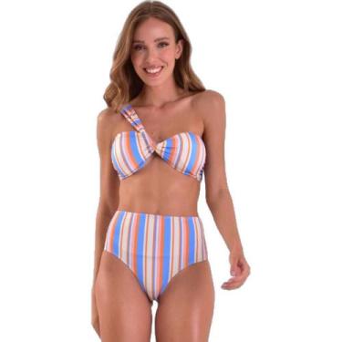 Imagem de Biquíni Areia Branca Baly Hot Pant Stripe Azul, P