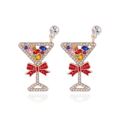 Imagem de Brincos de champanhe para mulheres Margarita Martini Tequila Brincos de coquetel cristal taça de vinho brincos pendentes vestidos de festa de Natal feminino meias de Natal, Metal, Sem pedra preciosa