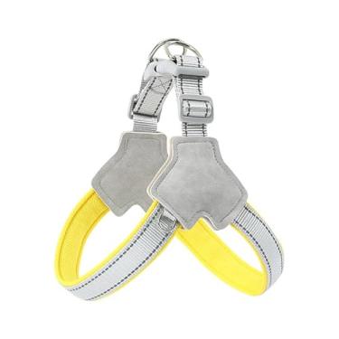 Imagem de Peitoral refletivo para cães com alça, colete macio ecológico e alça de couro vegano para raças grandes