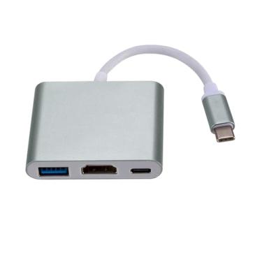Imagem de Adaptador multiportas USB C Hub com HDMI 4K, USB 3.0, carregamento PD de 100 W compatível com MacBook Pro, Air, conversor AV digital tipo C