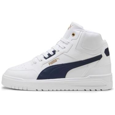 Imagem de PUMA Tênis unissex Shuffle Downtown Mid, Puma White Puma Navy Puma Gold, 44 EU