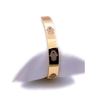 Imagem de LESLIE BOULES Bracelete de mão Hamsa banhado a ouro 18 K para mulheres, joia de sorte e proteção para ela