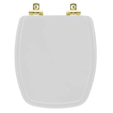 Imagem de Assento Sanitário Soft Close Stylus Cinza Prata Para Vaso Celite Com Ferragem Dourada