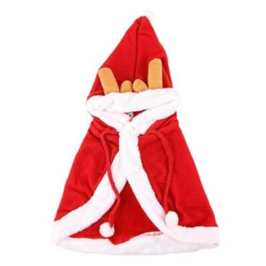 Imagem de Fantasia de Papai Noel para o Natal, traje de feriado para cães, capa com capuz de algodão macio, roupa festiva para cães pequenos e médios, roupas de inverno