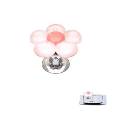 Imagem de ZGGAZCA Capa de botão Push to Start Pink Engine Starter Stop Flower Design Decoração de carro acessórios de carro de resina para mulheres linda capa de partida rosa para estilo de interior de veículo