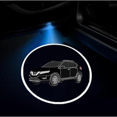 Imagem de 2 peças de projetor de porta de carro LED luzes de cortesia Ghost Shadow Lâmpada de boas-vindas compatível com acessórios Nissan ROGUE