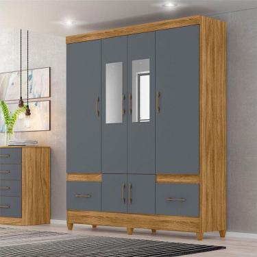 Imagem de Guarda Roupa Casal Ambiente Ms912 6 Portas Freijó Cinza Com Espelho - Moval