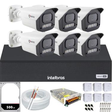 Imagem de Kit 6 Câmeras Full Color C/Áudio Dvr Intelbras 8 canais 500GB