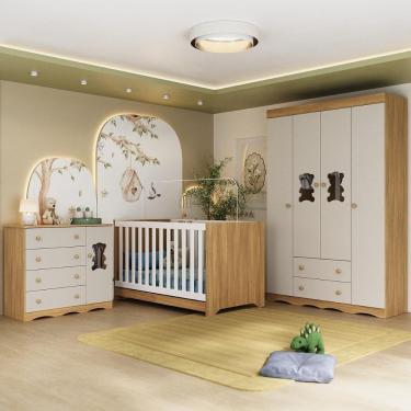 Imagem de Quarto de Bebê Completo com Berço Americano 3 em 1 Doçura Multimóveis MP4646