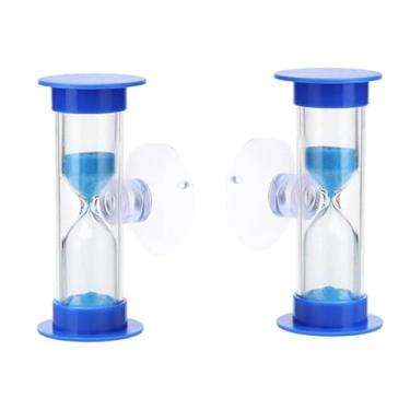 Imagem de 2 peças de temporizador de escova de dentes azul para relógio de areia de 2 minutos, temporizador de areia de 2 minutos, ventosa de plástico, ampulheta, enfeite de mesa, lembrancinhas de festa