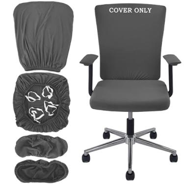 Imagem de Conjunto de 4 capas de cadeira de escritório, capa para cadeira de escritório, capa para cadeira de computador, com 4 tiras elásticas antiderrapantes, capas protetoras universais, apoios de braço