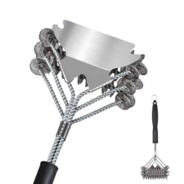 Imagem de Zfegto Escova para churrasqueira ao ar livre - Escova de limpeza segura para churrasco, raspador de aço inoxidável, escova de churrasco, acessórios para churrasco, ferramentas - presentes para