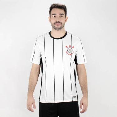 Imagem de Camiseta de Time Coimbra Corinthians Recorte Lateral Branco e Preto - Masculino-Masculino