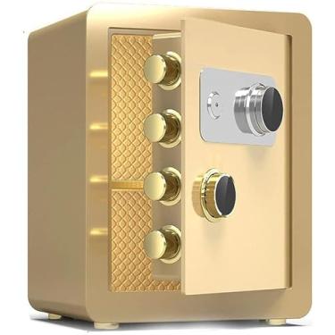 Imagem de Cofre de teclado digital à prova d'água à prova de fogo, armazenamento de escritório doméstico, 45 cm, seguro para joias, dinheiro, documentos, marrom (dourado, 40 cm)