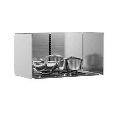 Imagem de Protetor contra respingos de aço inoxidável, protetor anti-respingos de 3 lados para cozinhar, barreira de gordura para fogão e fogão a gás, design dobrável para armazenamento fácil