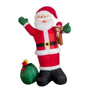 Imagem de predolo Papai Noel inflável iluminado para decoração de Natal, 3,6 metros de altura, ideal para jardins, festas, feriados e quintais.