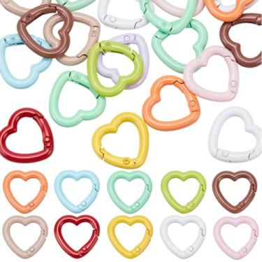 Imagem de SUNNYCLUE 1 caixa, 20 peças, fecho de coração, fecho de mola, chaveiro, metal, tinta de cozimento, cor aleatória, anéis de gatilho, ganchos, chaveiros para chaveiro faça você mesmo, artesanato, bolsa