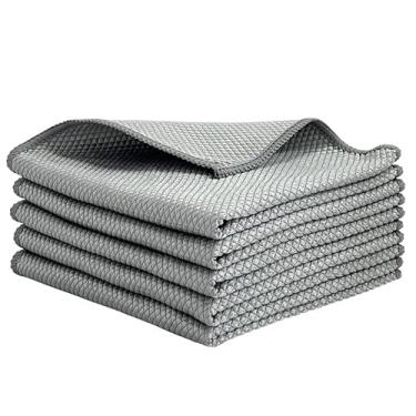 Imagem de Conjunto de panos de prato de microfibra de 5 peças, toalhas de limpeza multiuso para cozinha e casa (cinza)