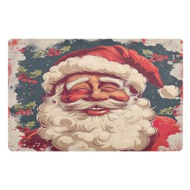 Imagem de SEHANY Tapete de porta de inverno Papai Noel Natal para todos os climas, impermeável, secagem rápida, bem-vindo, tapete de entrada antiderrapante, tapete decorativo de poliéster para entrada, varanda