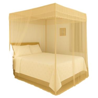 Imagem de Mosquiteiro Palácio Volta ao Mundo para Cama Casal – Sem Estrutura, Estilo Romântico, Renda Importada, Proteção Anti-Mosquito(creme)