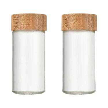 Imagem de Pote De Vidro Quadrado De 40oz Para Temperos Com Tampa De Madeira De A